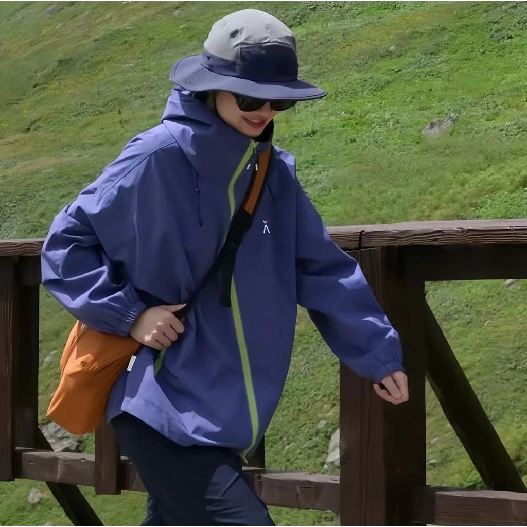 韓日優品高規牛貨！情侶款百搭防風防水連帽戶外男女衝鋒夾克外套