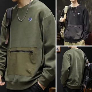 【XIU】☪口袋衛衣大學T男 套頭衛衣男 長袖上衣男M-3XL秋季款寬松潮牌ins大碼薄