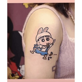 上新💕蠟筆小新彩色紋身貼ins卡通酷潮男女持久防水手臂腿部可水洗貼紙