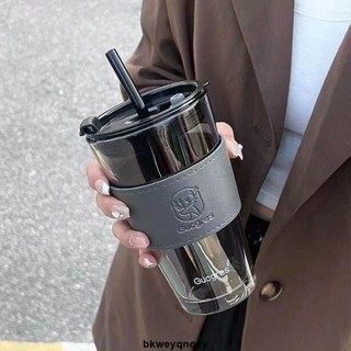 夏季便攜隨行杯🎃 小鹿玻璃杯ins高顏值輕奢吸管杯便攜學生女情侶大容量杯子咖啡杯