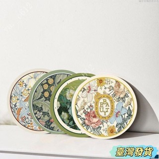 🔥臺灣熱賣🔥復古美式餐桌隔熱墊油畫圓形小餐墊免洗防水防油碗墊盤墊水杯墊子