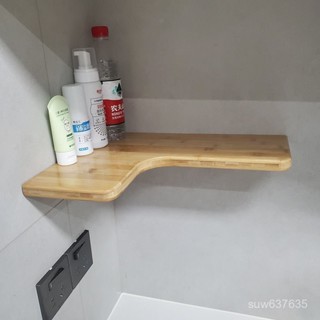免運含稅😊實木轉角擱闆三角架橡木北歐墻上免打孔隔闆客廳拐角落置物架 置物架