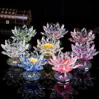 玻璃蓮花 水晶蓮花 蓮花 座 供佛燈 長明燈 佛前擺件 水晶蓮花燈座 蓮花燈座 神明燈 蠟燭座 供佛蓮花蠟