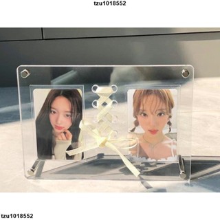 特價優惠臺灣出貨透明亞克力絲帶相框明星CD愛豆ins小卡展示架拍立得照片三層立牌