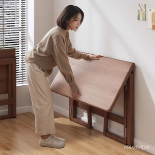 實木色折疊書桌小戶型學生家用臥室簡易寫字桌免安裝電腦學習桌子 電腦桌 折疊桌 書桌 學習桌 工作臺