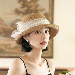 【店鋪熱銷】新款草帽女夏季蕾絲遮陽帽女士防曬帽時尚捲邊太陽帽草編帽子女款 2 F B C