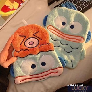 🔥Lucky珍選🔥可愛醜魚掛式擦手巾吸水珊瑚卡通廚房兒童家用速幹衛生間手帕毛巾