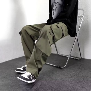 臺灣出貨 大尺碼男裝 大碼長褲男 胖子休閒褲 休閒褲男生春秋季港風寬鬆潮流高街運動闊腿褲子直筒抗皺百搭工裝褲男 工作褲