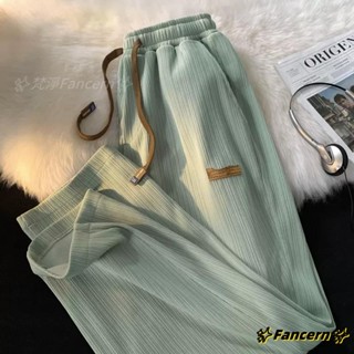 ✨Fancern✨ 臺灣出貨 冰絲休閒褲 運動長褲【M-5XL】冰絲直筒褲男夏薄款潮牌高階感闊腿褲子設計oversize