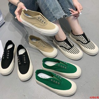 🌟臺灣出貨🌟小皮鞋【店鋪熱銷】醜萌大頭帆布鞋女夏季薄款2023新款一腳蹬工地鞋ins百搭懶人板鞋