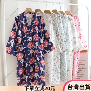✨限時特惠✨日式和服睡袍女士春夏薄款純棉浴袍中長款雙層紗布日系和服睡裙汗蒸服睡衣7