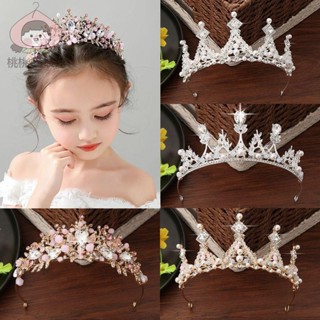 tee 女童髮箍 兒童頭飾 可愛飾品兒童皇冠頭飾花童手工水晶發飾王冠女孩生日演出發箍公主禮服配飾