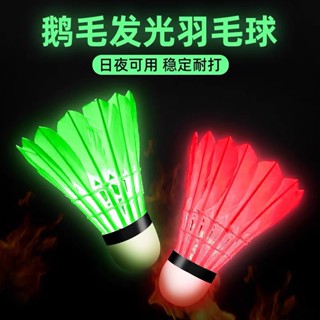 ⭐精選好物⭐夜光羽毛球鵝毛防風耐打室內外訓練尼龍塑膠夜間熒光燈發光羽毛球⭐順隆