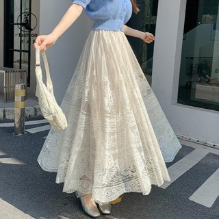 夏上新 法式重工蕾絲網紗半身裙 女胖MM大碼春夏新款超仙的A字中長款裙子