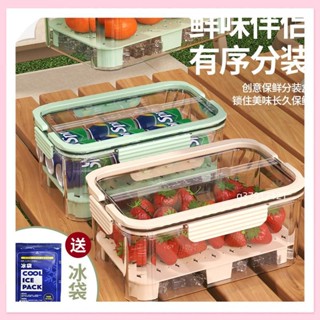 臺灣出貨 手提便攜式保鮮盒戶外春遊大容量食品級便噹盒學生水果密封收納盒g37912121