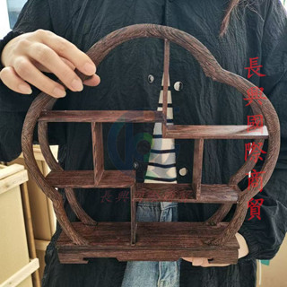 雞翅木博古架茶壺架實木紅花梨中式小博古架多寶閣迷你茶壺架底座