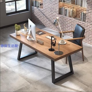 【妙度生活館】loft工業風電腦桌複古鐵藝現代實木老闆桌辦公桌家用美式寫字書桌