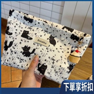 【臺灣熱賣】手拿包ns貓咪少女大容量化妝包便攜小物件收納袋旅行耳機包手拿包