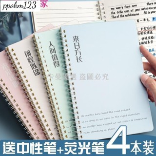 卡曼_線圈本筆記本子女生款加厚a5記事本簡約大學生文藝精緻ins風課堂筆記本b5大號練習本側翻本16K少女心學習文具