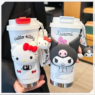 「2025年爆款」HelloKitty聯名新款保溫杯女生咖啡杯庫洛米水瓶帶吸管杯子三麗鷗水壺陶瓷塗層內膽0409