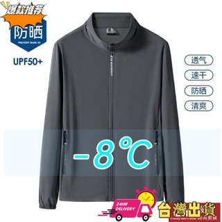 【限時特賣】【四色入】M-5XL夏季男生防曬衣 輕薄透氣防曬外套 立領防曬外套 大尺碼防曬外套 涼感薄外套 抗UV外套