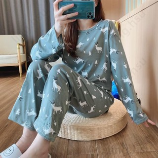 居家服日系可愛清新甜美大碼兩件套套裝衣服冬天睡衣 睡衣女 居家服 睡衣 長袖 韓版 長袖家居服 寬松睡衣 學生