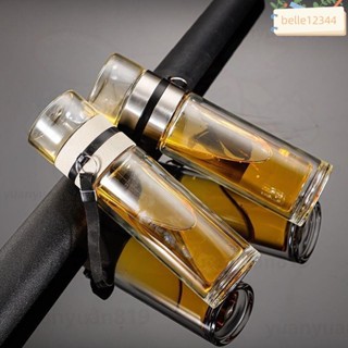 INS風 耐熱防燙手提玻璃水瓶 寬口玻璃瓶 咖啡杯 高階茶水分離杯雙層加厚隔熱沏茶杯水杯便攜茶杯帶濾網