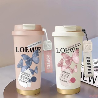 可可愛💕 ins小眾復古蝴蝶情侶保溫杯辦公室便攜不銹鋼咖啡杯運動保冷水杯 動漫YR 新款