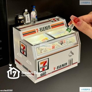 【新款箱貼】發光冰箱貼 兒童迷你超市 冰櫃微縮模型 磁吸冰箱貼 家家酒擺件玩具 模擬食物冰箱貼 711商店燈箱冰櫃貼T1