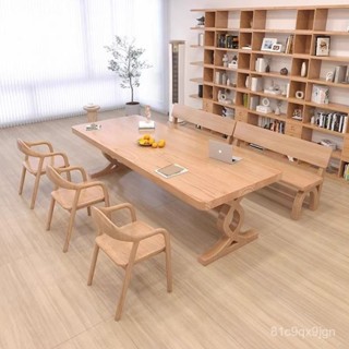 免運✨實木大闆收納書桌 電腦桌 工作桌 學習桌實木書桌簡約現代家用客廳大書桌北歐辦公桌桌子電腦桌工作臺一體 辦公桌 餐桌