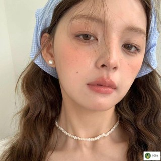 【臺灣出貨】🔥MIJIU✨可愛頭巾 海鹽藍~格子三角巾女頭巾夏天絲巾發帶法式包頭復古ins高階感拍照