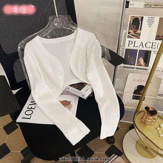 桃園發貨✨【特大尺碼M-5XL 30-80kg】設計感小眾小外套女夏季防曬無袖短版早春披肩針織罩衫薄款外搭上衣
