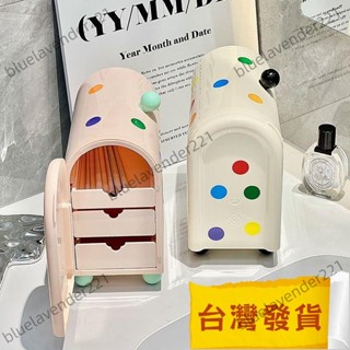 熱賣 [限時秒殺]多巴胺收納盒化妝盒桌麵收納梳妝臺化妝品口紅整理盒整理桌麵雜物抽屜式置物架收納