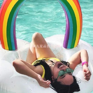 九夏🎉巨型彩虹充氣漂浮游泳圈成人泳池派對水上玩具騎乘式空氣床墊游泳圈 Boia 90 釐米