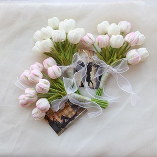 永生花🎀 仿真花 手捧花ins鬱金香模擬假花新娘韓式領證客廳攝影拍照道具花束擺件 攝影道具 新娘捧花