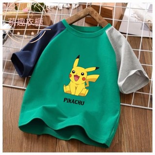 兒童短袖T恤上衣 精靈寶可夢皮卡丘衣服童裝 兒童短袖上衣 皮卡丘上衣 夏天寬鬆可愛衣服 FF04
