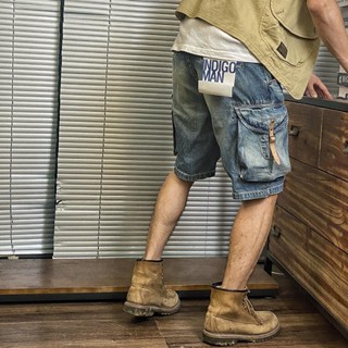 🚚臺灣低價免運🚚石頭家 工裝復古 阿美咔嘰牛仔五分褲 騎行機車短褲大口袋 男款潮