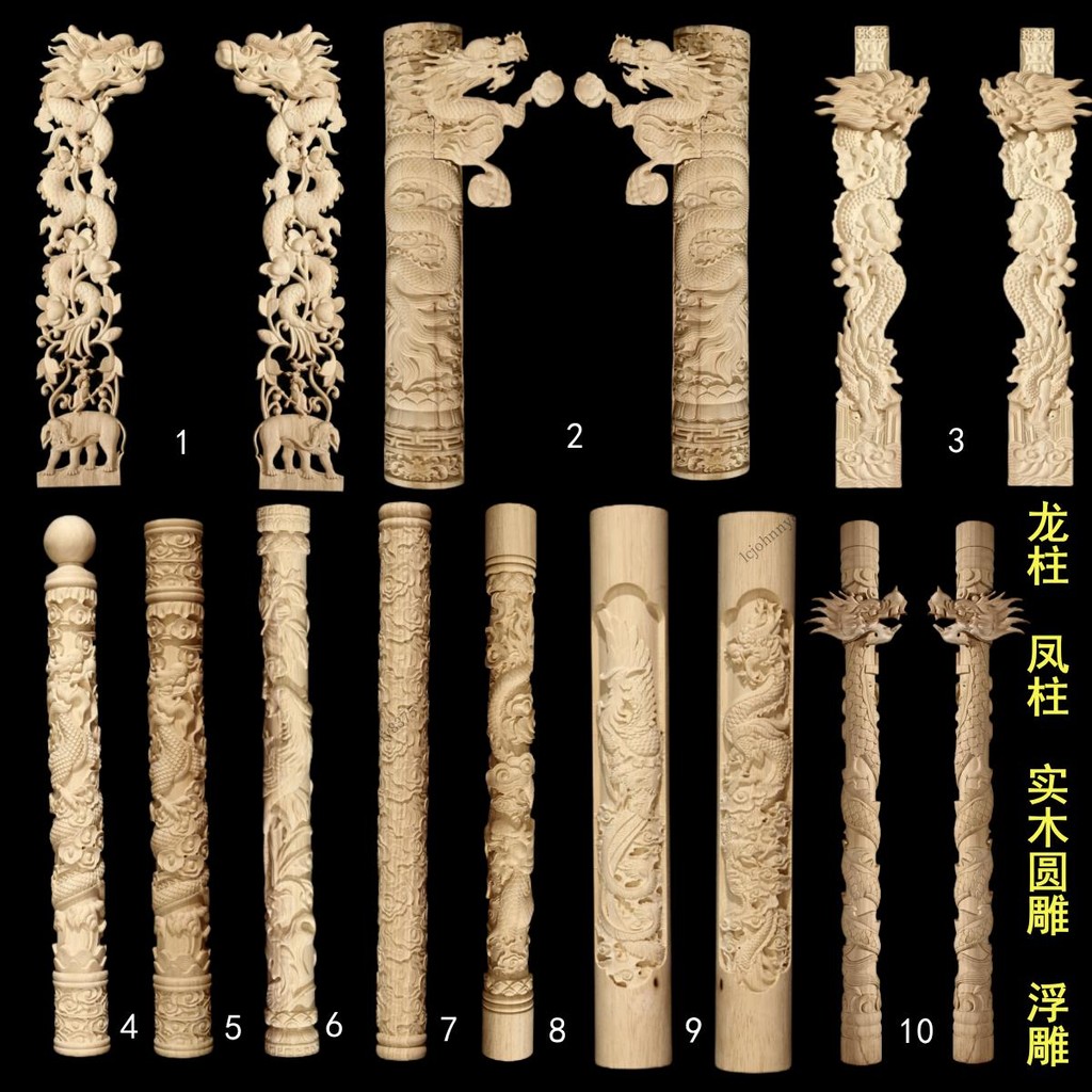 新品上新 木雕龍柱盤龍柱 木雕小龍柱佛龕神龕龍柱實木雕刻整圓龍柱 中式祥云龍柱 木雕龍柱盤龍柱 lcjohnny8375