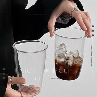 H創意工作室 ✨冰美式拿鐵咖啡杯ins風玻璃杯耐高溫簡約水杯牛奶杯飲料杯果汁杯