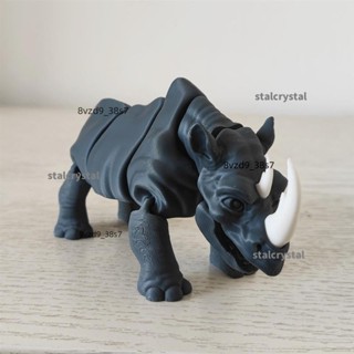 3D列印非洲大犀牛模型可張口關節可動模擬野生動物手辦擺件😎3D列印雕塑😎雕塑