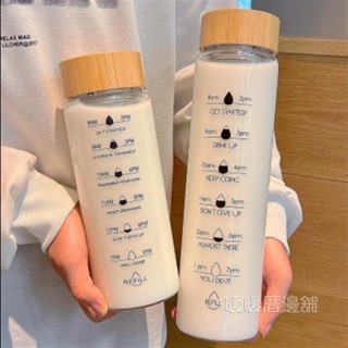 700/1000ML日系ins風木紋蓋耐熱玻璃水杯 水壺 小清新大容量冷水瓶隨行杯 運動水杯 咖啡杯 環保杯 交換禮物