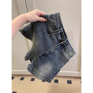 美式短褲 辣妹 短褲 牛仔短褲女2025新款梨形身材顯瘦小個子包臀辣妹a字熱褲複古高腰