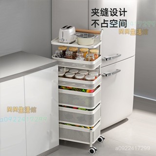 #免運#熱賣#居家 廚房多功能夾縫置物架落地360度旋轉零食小推車蔬菜籃子收納櫃