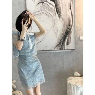 【臺灣出貨】【94%好評率】時尚套裝2024夏季新款短裙氣質香風減齡蕾絲半身裙上衣兩件套