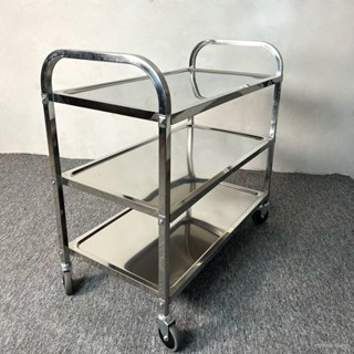 【免運】💥不銹鋼餐車 移動商用 餐廳送餐車 三層 酒店收碗車 酒水車送餐推車 擺地攤 收餐小推車