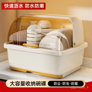 【臺灣出貨】碗筷收納盒家用廚房瀝水碗櫃碗架帶蓋碗碟置物架餐具加厚塑膠碗箱