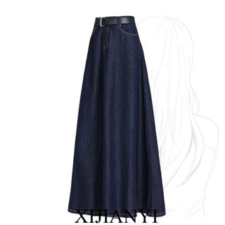 【七年老店】2025春季上新復古高級感牛仔半身裙女春秋大碼胖mm到腳踝丹寧原色深藍a字長裙優品