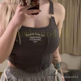 300斤胖mm純慾字母刺綉吊帶背心女內搭辣妹修身短款超火外穿上衣 小可愛背心 內搭小可愛 大尺碼背心 韓版背心無袖上衣
