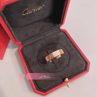 現貨二手 Cartier卡地亞 LOVE情侶對戒 B4050700 18K玫瑰金 寬版一鑽版 寬4mm 男女戒指