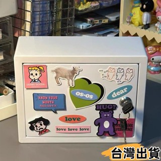 臺灣熱賣⚡收納櫃 diy收納架 收納盒 美式復古 書桌 桌上置物架 化妝品收納 密碼箱 桌面收納 ins收納 保910